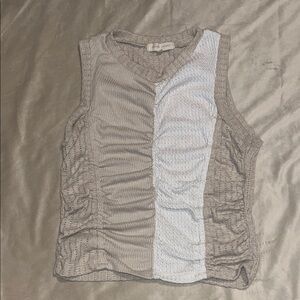 Gilded Intent Beige and White Tank Top